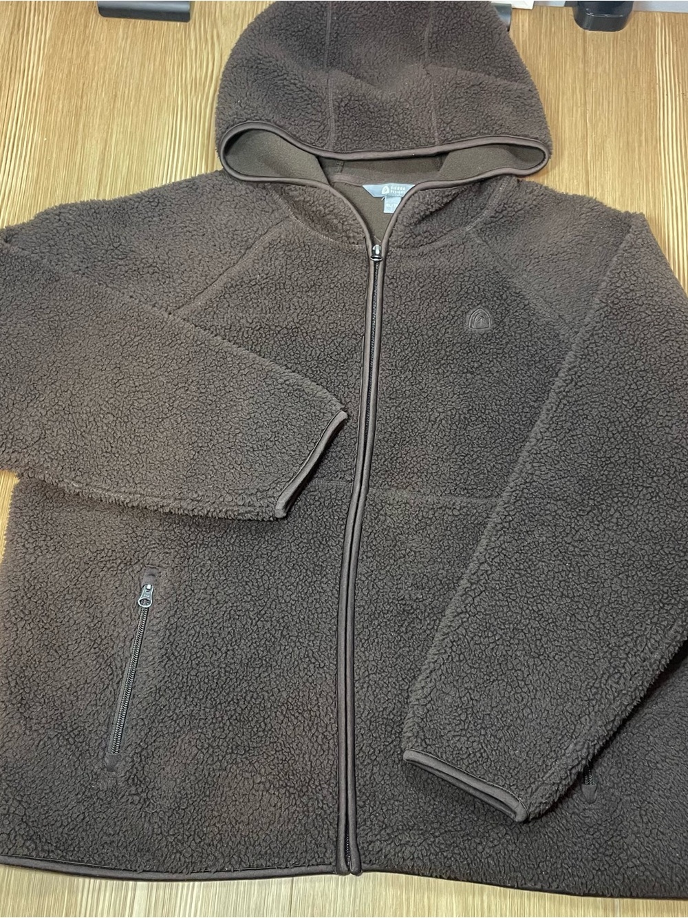 Sierra Designs Mens XL High Pile Sherpa Fleece Full Zip Hoodie Brown Jacket